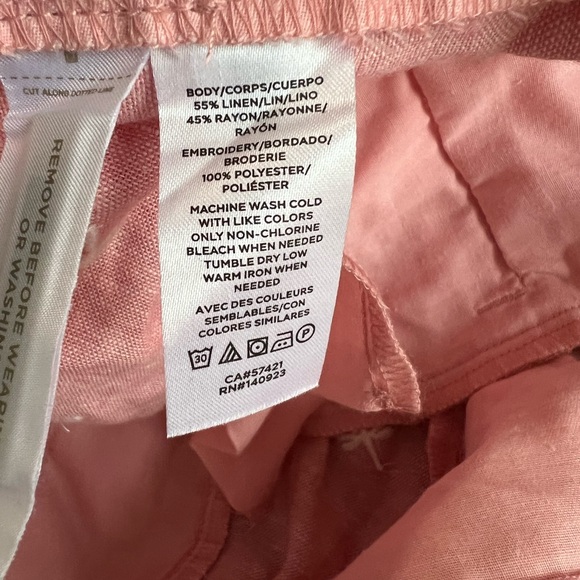 Loft The Riviera Shorts Women Size 16 Pink Dragonfly Embroidered Linen Blend - Picture 9 of 9